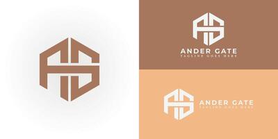 Abstract initial letter AG or GA logo in gold color isolated in white and brown backgrounds applied for business and consulting logo also suitable for the brand or company have initial name GA or AG vector