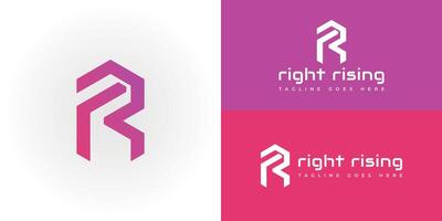 Abstract the initial letter R or RR in gradient pink color isolated on white background. Creative and Minimalist Letter RR R Logo Design Icon. Editable in Vector Logo Format in colorful gradient color