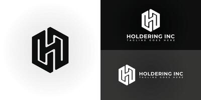 Abstract initial letter HI or IH logo in black color isolated in black and white backgrounds applied for technology company logo also suitable for the brands or companies have initial name IH or HI. vector