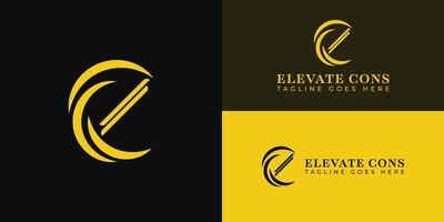 abstract initial letter C and E logo in yellow color isolated in black and yellow backgrounds applied for engineering consulting logo also suitable for other brands or companies with initial CE or EC vector