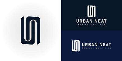 Abstract Initial Letter UN or NU Logo in deep blue color isolated in white background applied for company logo design inspiration also suitable for the brand or company that has the same initial name vector