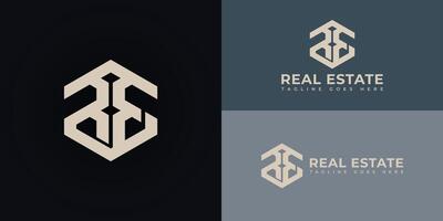 resumen inicial letra re o er logo en oro color aislado en múltiple negro antecedentes aplicado para real inmuebles grupo empresa logo además adecuado para el marca o empresa tener inicial nombre er o re vector