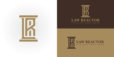 Abstract Creative and Minimalist Letter LR or RL Logo Design in gold color presented with multiple background colors. The logo is suitable for law firm company logo design inspiration templates. vector