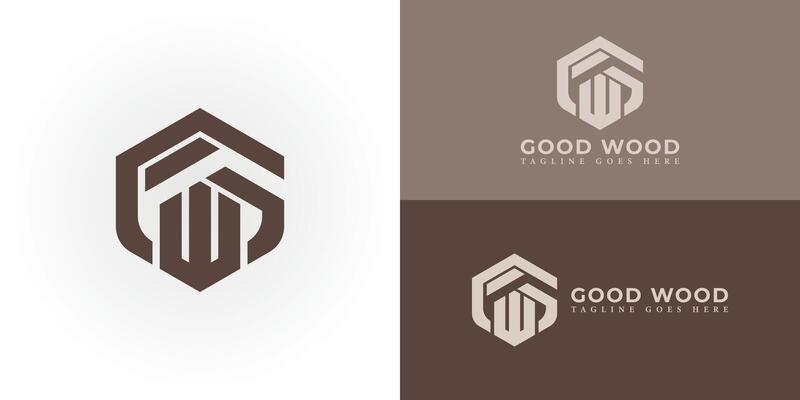 Abstract initial letter GW or WG logo in brown color isolated in white and brown backgrounds applied for carpentry business logo also suitable for the brands or companies have initial name WG or GW.