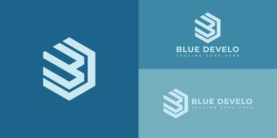 Abstract initial letter BD or DB logo in soft blue color isolated in multiple blue backgrounds applied for business and consulting logo also suitable for the brand or company have same initial name vector