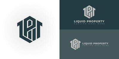 Abstract initial letter LP or PL logo in deep green color isolated in white and green backgrounds applied for business property logo also suitable for the brand or company have initial name PL or LP vector