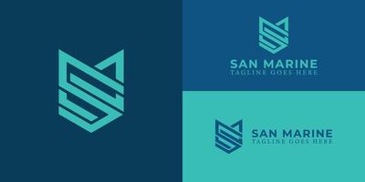 Abstract initial letter SM or MS logo in blue cyan color isolated in multiple background colors applied for business consulting logo also suitable for the brand or company have initial name MS or SM vector