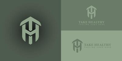 Abstract initial letter TH or HT logo in soft green color isolated in multiple background colors applied for modern herbalist logo also suitable for the brands or companies have initial name HT or TH. vector