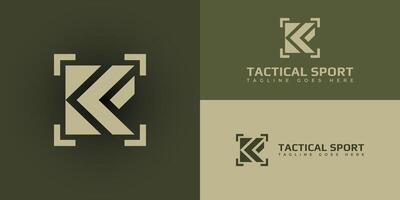 Abstract initial letter KF or FK logo in soft green color presented with multiple green background colors. The logo is suitable for tactical sports business logo design inspiration templates. vector