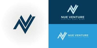 Abstract initial letter NV or VN logo in deep blue color isolated in multiple backgrounds applied for investment company logo also suitable for the brands or companies have initial name VN or NV. vector