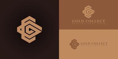 Abstract initial letter GC or CG logo in gold color isolated in multiple background colors applied for posh home goods brand logo also suitable for the brands or companies have initial name CG or GC. vector