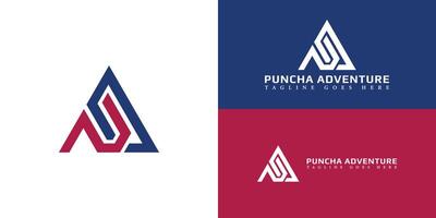 Abstract initial letter PA or AP logo in red-blue color isolated in multiple background colors applied for sports adventure logo also suitable for the brands or companies have initial name AP or PA. vector