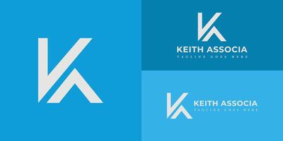 Abstract initial letter KA or AK logo in white color isolated in multiple blue backgrounds applied for business and consulting logo also suitable for the brands or companies have initial name AK or KA vector