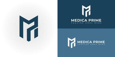 resumen inicial letra mp o pm logo en profundo azul color aislado en múltiple antecedentes colores aplicado para médico instituto logo además adecuado para el marcas o empresas tener inicial nombre pm o MP. vector