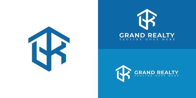 Abstract initial letter GR or RG logo in blue color isolated in multiple background colors applied for real estate investment logo also suitable for the brands or companies have initial name RG or GR vector