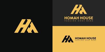 Abstract initial letter H or HH logo in gold color isolated in multiple backgrounds applied for real estate development firm logo also suitable for the brands or companies have initial name H or HH. vector