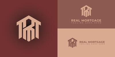 Abstract initial letter RM or MR logo in soft gold color isolated in multiple background colors applied for mortgage property logo also suitable for the brands or companies have initial name MR or RM. vector