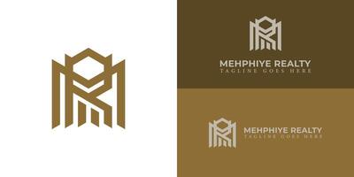 Abstract initial letter MR or RM logo in gold color isolated in multiple backgrounds applied for real estate agency company logo also suitable for the brands or companies have initial name RM or MR. vector