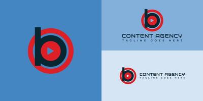 Abstract initial letter OB or BO logo in red and blue color presented with multiple blue background colors. The logo is suitable for content agency management company logo design inspiration templates vector