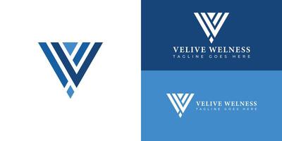 Abstract initial letter VW or WV logo in multiple blue colors isolated in multiple backgrounds applied for wellness company logo also suitable for the brands or companies have initial name VW or WV. vector