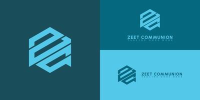 Abstract initial letter ZC or CZ logo in soft blue color isolated in multiple background colors applied for software start-up logo also suitable for the brands or companies have initial name CZ or ZC. vector