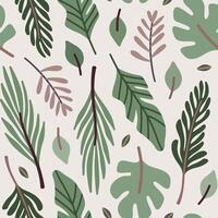 Tropical branches and leaves pattern vector