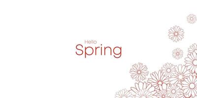 Vector background with floral line art design with a spring theme,greeting card.