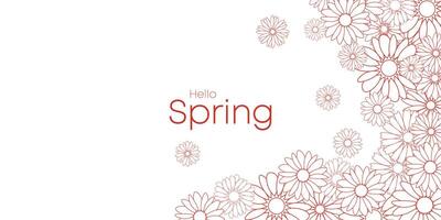 Vector background with floral line art design with a spring theme,greeting card.