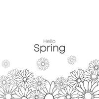 Vector background with floral line art design with a spring theme