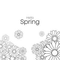 Vector background with floral line art design with a spring theme