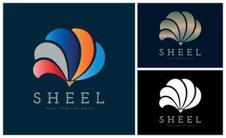 clam shell pearl colour set modern logo template design vector