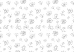 Seamless pattern Poppy flower one continuous line art. vector