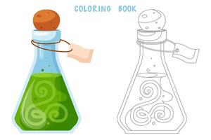 Coloring book of green potion in a flask vector