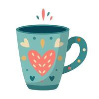 Light blue mug with heart vector