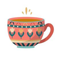 Pink cup with cute flowers vector