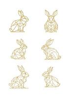 Set of Geometric Rabbit Abstract Art. Bunny Polygonal Lines Low Poly Vector. vector