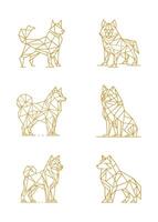 Set of Geometric Dog from Abstract Polygonal Black Lines vector