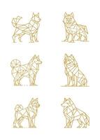 Set of Geometric Dog from Abstract Polygonal Black Lines vector