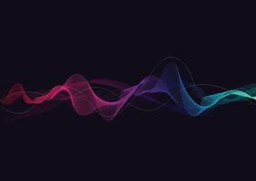 Abstract background with dynamic particle sound waves. Wave of musical soundtrack for record. Vector illustration