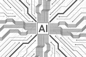 Artificial intelligence circuit line style. Machine learning design. Smart network digital technology. AI. Vector illustration