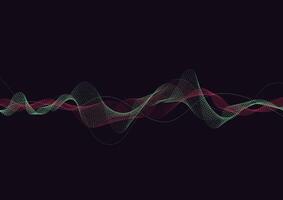 Abstract background with dynamic particle sound waves. Wave of musical soundtrack for record. Vector illustration