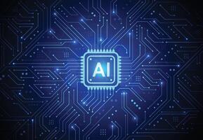 Artificial intelligence chipset on circuit board in futuristic concept technology artwork for web, banner, card, cover. Vector illustration