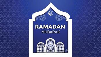 Vector Ramadan Kareem with Mosque and Lantern Background Design Template