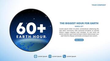 Earth Hour Day background with the Earth and outer space vector