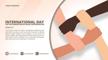 The International Day for the Elimination of Racial Discrimination with different color hands vector