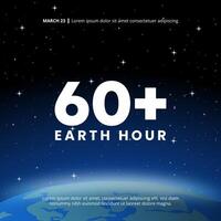 Square Earth Hour Day background with the Earth view from outer space vector