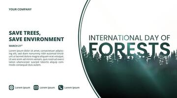 International Day of Forests background with forest and sunlight vector