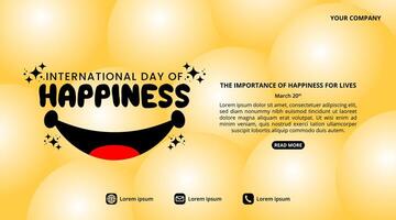 International Day of Happiness background with a smile mouth vector