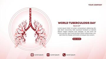 World Tuberculosis Day background with an illustration of a lung with tuberculosis vector