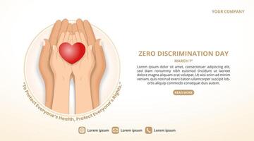 Zero Discrimination Day background with hands holding love vector